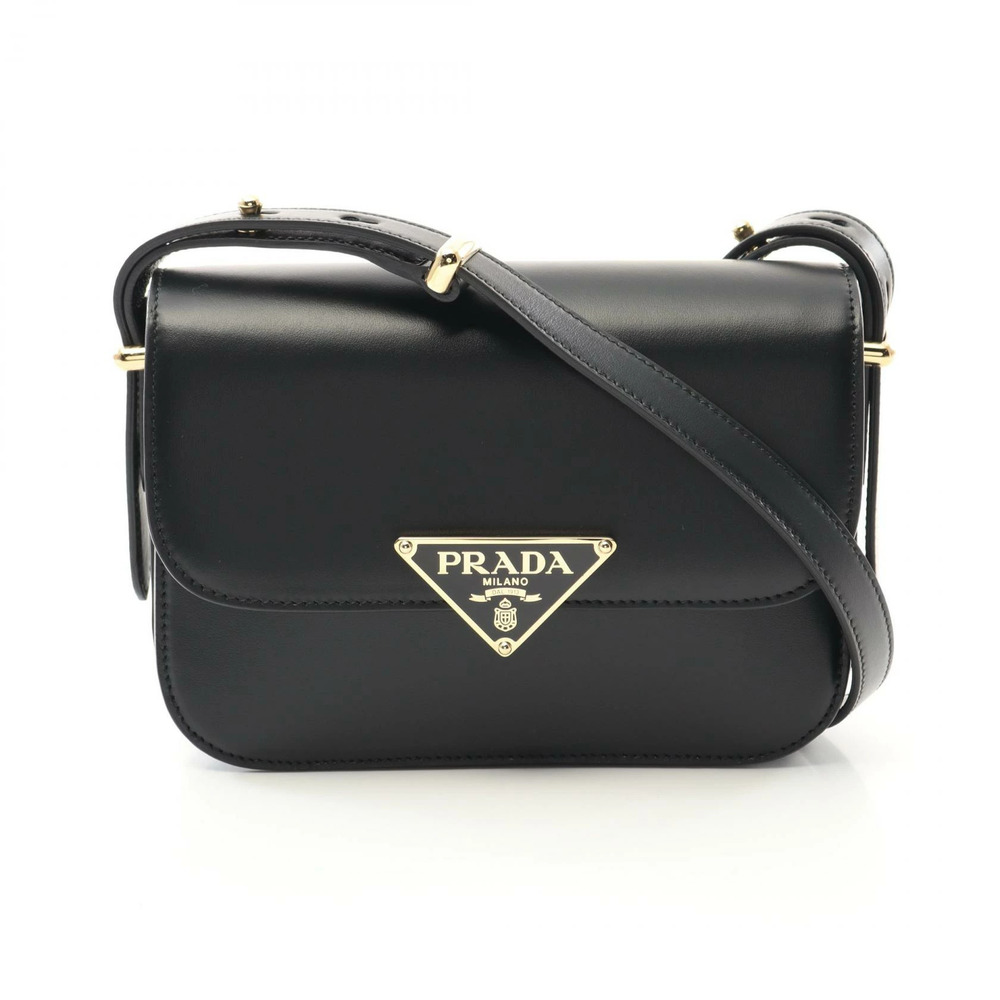 Prada SOFT CALF Shoulder Bag Leather Black